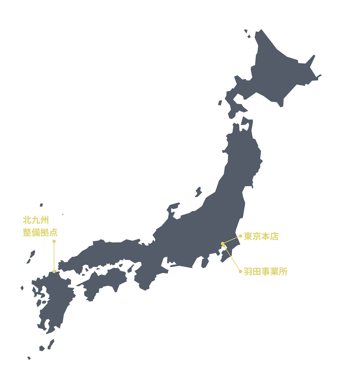 株式会社OpenSkyの事業所の位置を示した日本地図